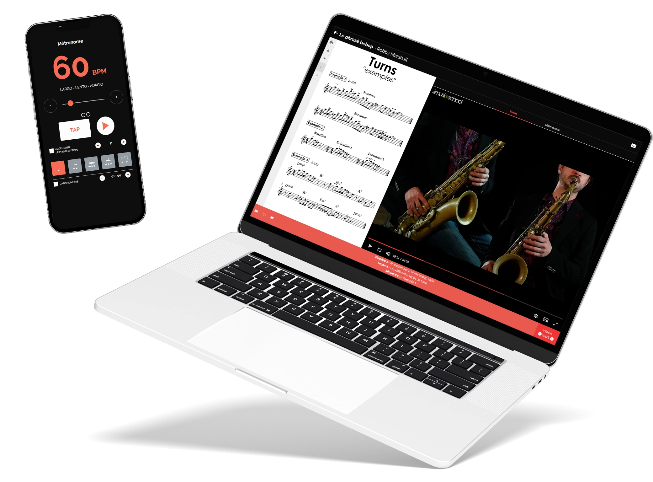 Supports de cours partitions et grilles d'accords de saxophone outils en ligne