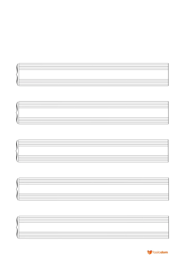 Partition vierge piano paysage sans clef et avec espace pour le titre