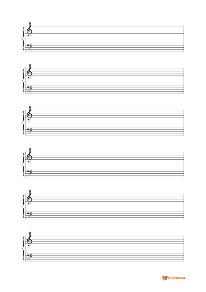 Partition vierge piano avec clefs de sol et fa