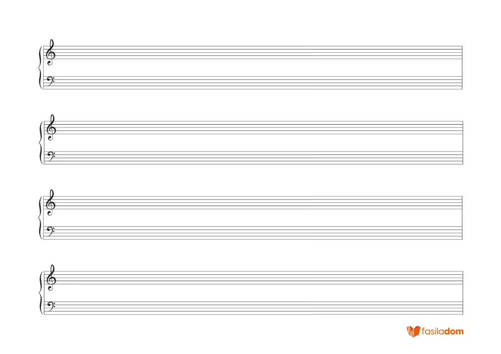 Partition vierge piano en paysage avec clefs