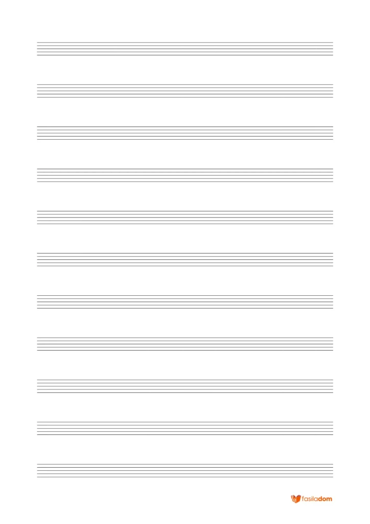 Partition de musique vierge standard sans clef