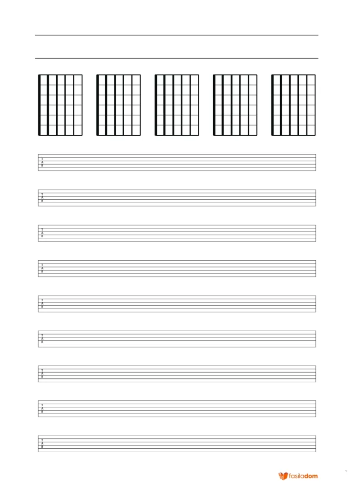 Tablature avec diagrammes d'accords vierges